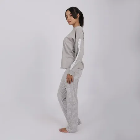Pyjama femme manches longues avec détail dentelle - KONTAKT