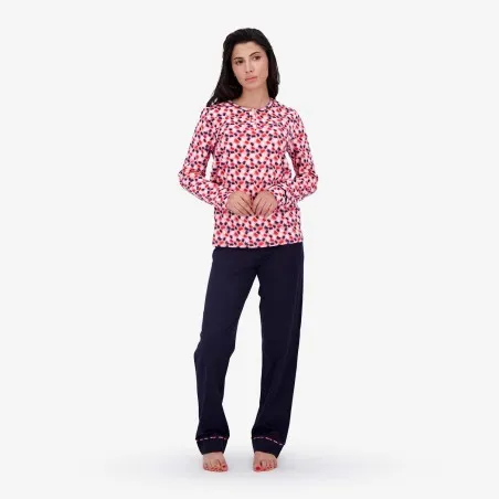 Pyjama femme manches longues avec patte boutonnée - KONTAKT