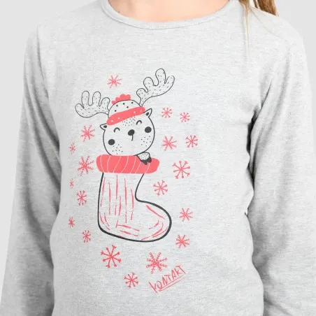 Pyjama fille manches longues avec bandes CHAUSSETTE NOËL - KONTAKT