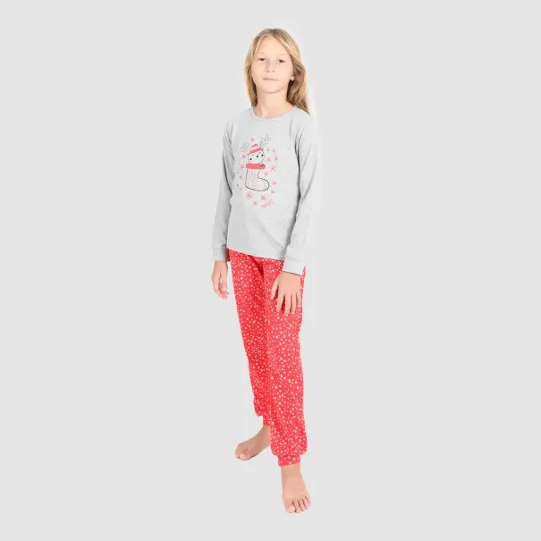 Pyjama fille manches longues avec bandes CHAUSSETTE NOËL - KONTAKT