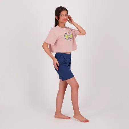 Pyjama fille t-shirt crop et short - KONTAKT
