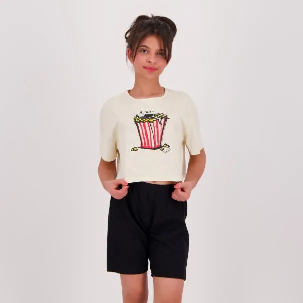 Pyjama fille t-shirt crop et short POP CORN - KONTAKT