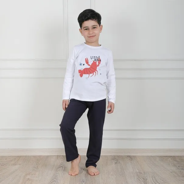 Pyjama garçon à manches longues en coton, coupe ajustée, phosphorescent