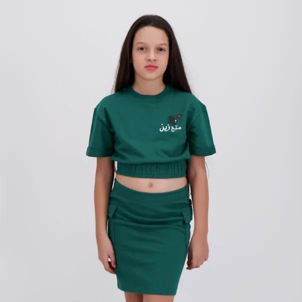 Sweat crop fille manches courte - KONTAKT