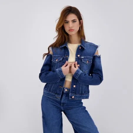 Regular jacket femme avec épaules denudées en jeans - KENZ - KONTAKT