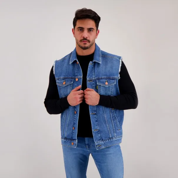 Regular jacket homme sans manche en jeans - KENZI - KONTAKT