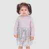 Robe bébé manches longues bi-matière avec tulle pailleté et broderie - KONTAKT