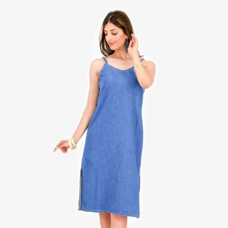 Robe bretelle fluide femme en jeans THANIA - KONTAKT
