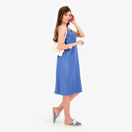 Robe bretelle fluide femme en jeans THANIA - KONTAKT