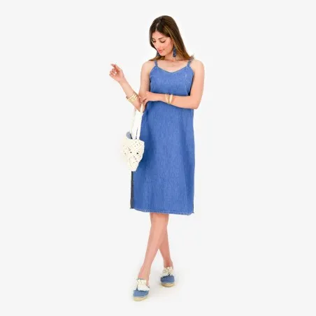 Robe bretelle fluide femme en jeans THANIA - KONTAKT