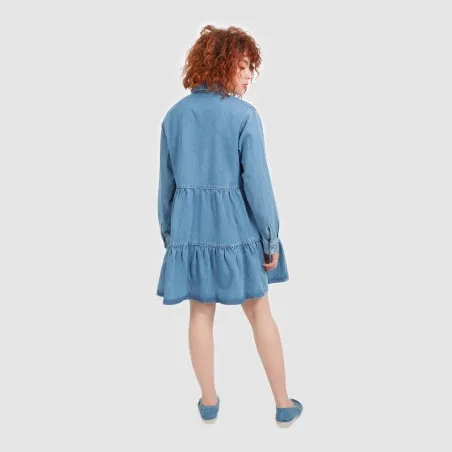 Robe chemise femme a volants en jeans- RAFLA - KONTAKT