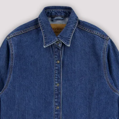 Robe chemise femme a volants en jeans- RAFLA - KONTAKT