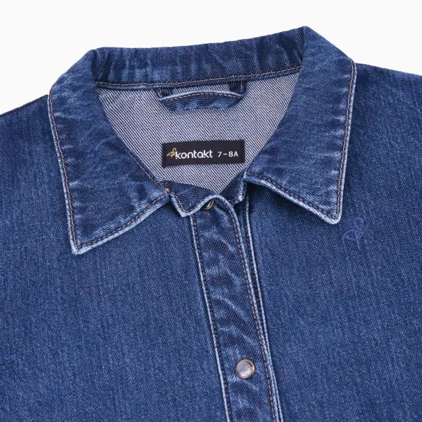Robe chemise fille a volants en jeans - KONTAKT