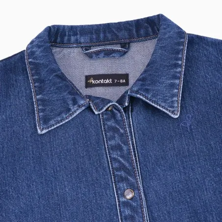 Robe chemise fille a volants en jeans - KONTAKT