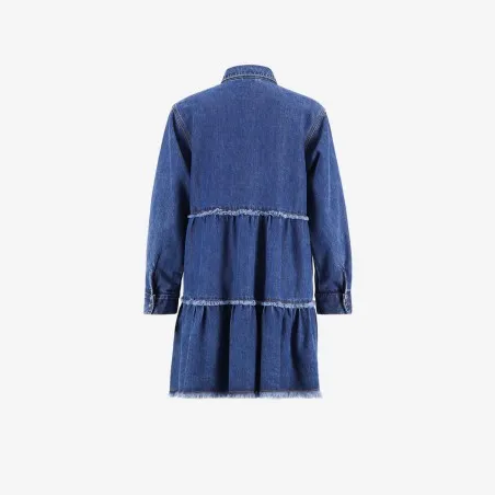 Robe chemise fille a volants en jeans - KONTAKT