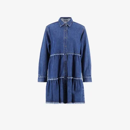 Robe chemise fille a volants en jeans - KONTAKT