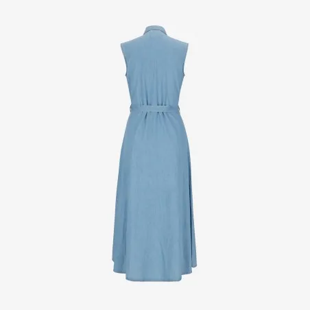 Robe chemise fluide femme sans manche en jeans- CYLINE - KONTAKT