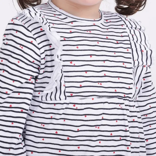 Robe côtelé bébé a volants imprimé CŒUR - KONTAKT