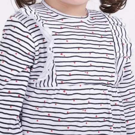 Robe côtelé bébé a volants imprimé CŒUR - KONTAKT