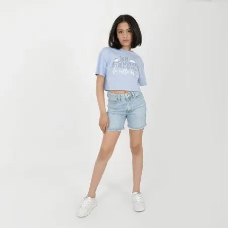 Short fille taille haute en jeans - KONTAKT