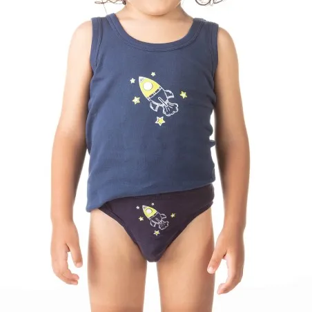 Singlet garçon fusée en coton pur - KONTAKT