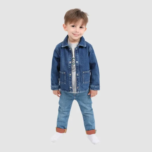 Surchemise bébé avec poches plaquées en jeans - KONTAKT