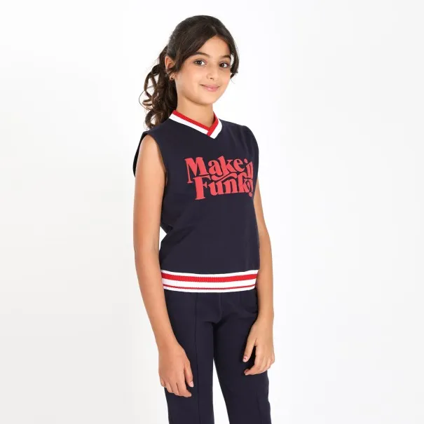 Sweat col V fille sans manches MAKE IT FUNKY - KONTAKT