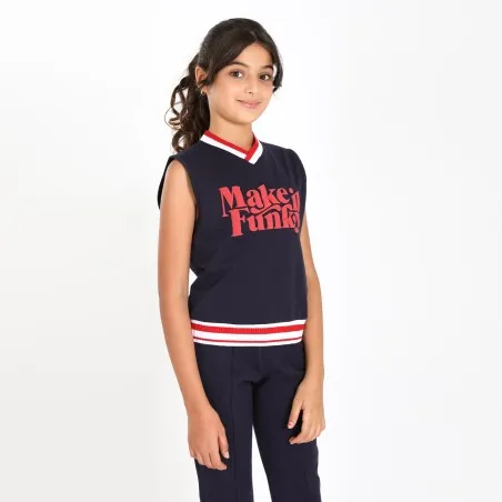 Sweat col V fille sans manches MAKE IT FUNKY - KONTAKT