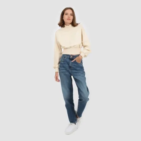 Sweat crop femme avec col cheminée - KONTAKT