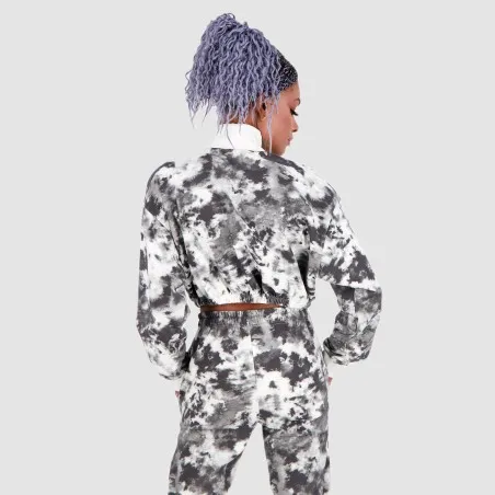 Sweat crop femme col cheminée imprimé tie dye - KONTAKT