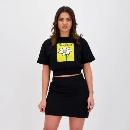 Sweat crop femme manches courtes NICE MOOD - KONTAKT