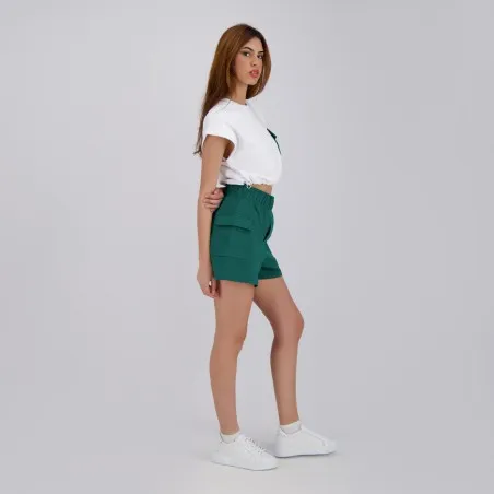 Sweat crop femme sans manches avec poche contrasté et cord stopper - KONTAKT