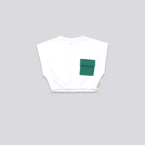 Sweat crop fille avec poche contrasté et cord stopper - KONTAKT