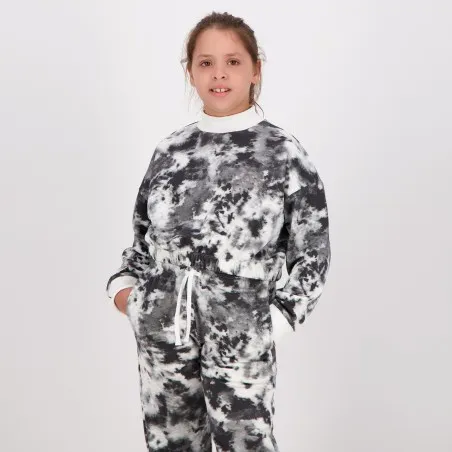 Sweat crop fille col cheminée imprimé tie dye - KONTAKT