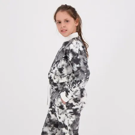 Sweat crop fille col cheminée imprimé tie dye - KONTAKT