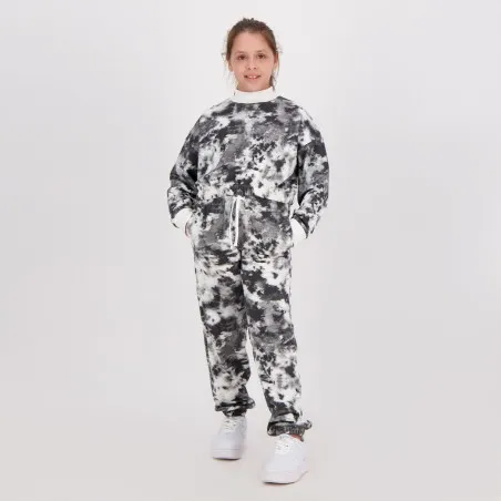 Sweat crop fille col cheminée imprimé tie dye - KONTAKT