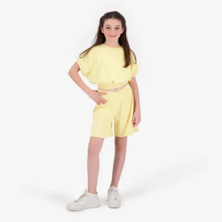 Sweat crop fille manches courtes avec détail élastique - KONTAKT
