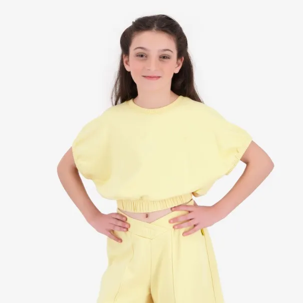 Sweat crop fille manches courtes avec détail élastique - KONTAKT