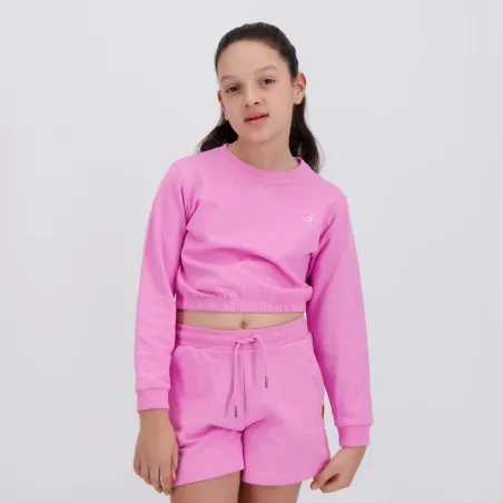 Sweat crop fille manches longues avec broderie - KONTAKT