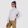 Sweat femme col cheminée avec volant sur les manches et broderie - KONTAKT