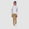 Sweat femme col cheminée avec volant sur les manches et broderie - KONTAKT