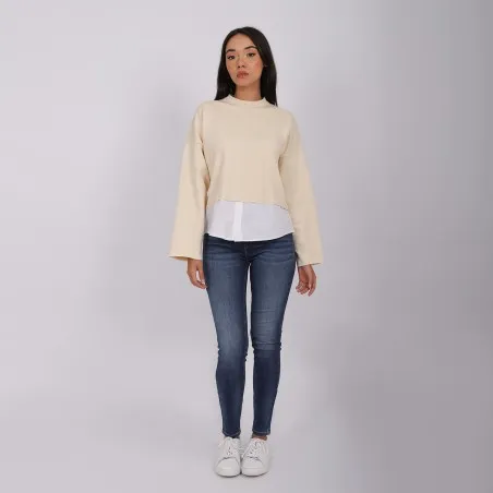 Sweat femme manches longues avec bas chemisier - KONTAKT