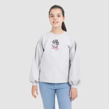 Sweat fille avec manches tombantes FLOWERS - KONTAKT