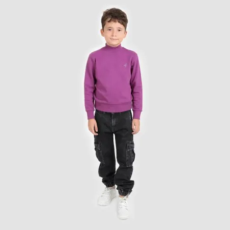 Sweat garçon col cheminé avec broderie - KONTAKT