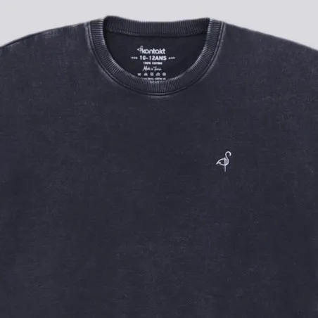Sweat garçon manches courtes délavé avec logo - KONTAKT