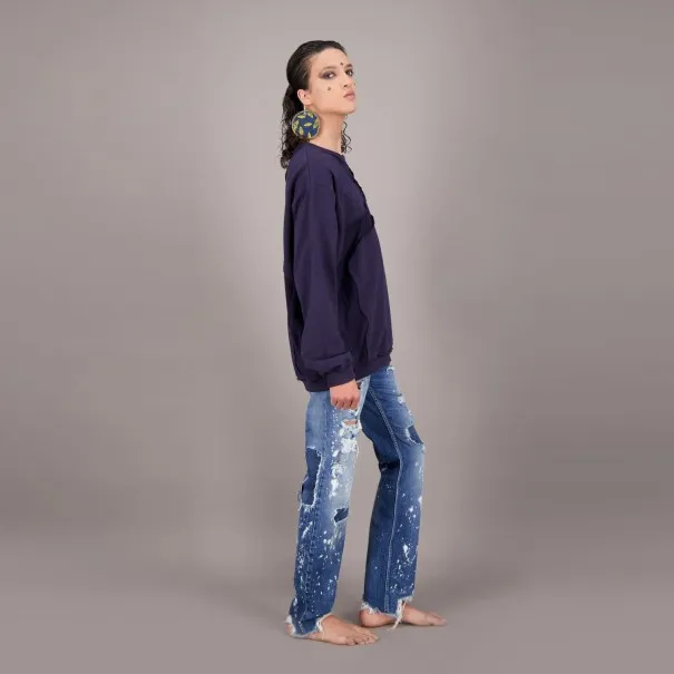 Sweat unisexe oversized avec déchirure Heavy Used Effect - TUNIS FASHION WEEK 2024 - KONTAKT