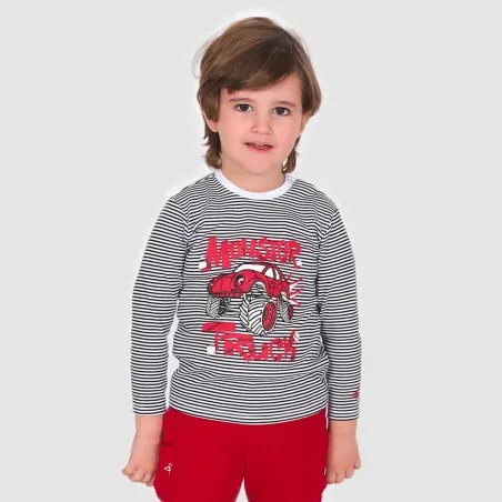 T-shirt bébé manches longues rayé MONSTER TRUCK - KONTAKT