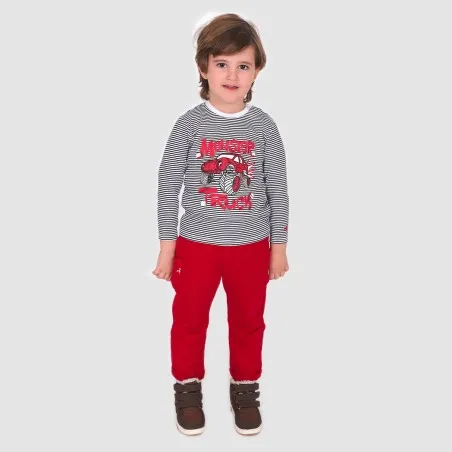 T-shirt bébé manches longues rayé MONSTER TRUCK - KONTAKT
