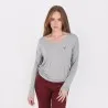 T-shirt col V femme manches longues avec broderie - KONTAKT