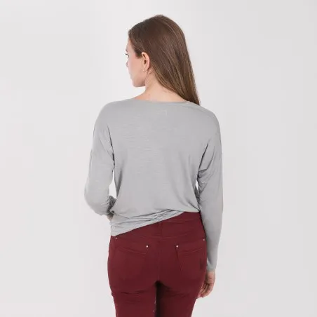 T-shirt col V femme manches longues avec broderie - KONTAKT